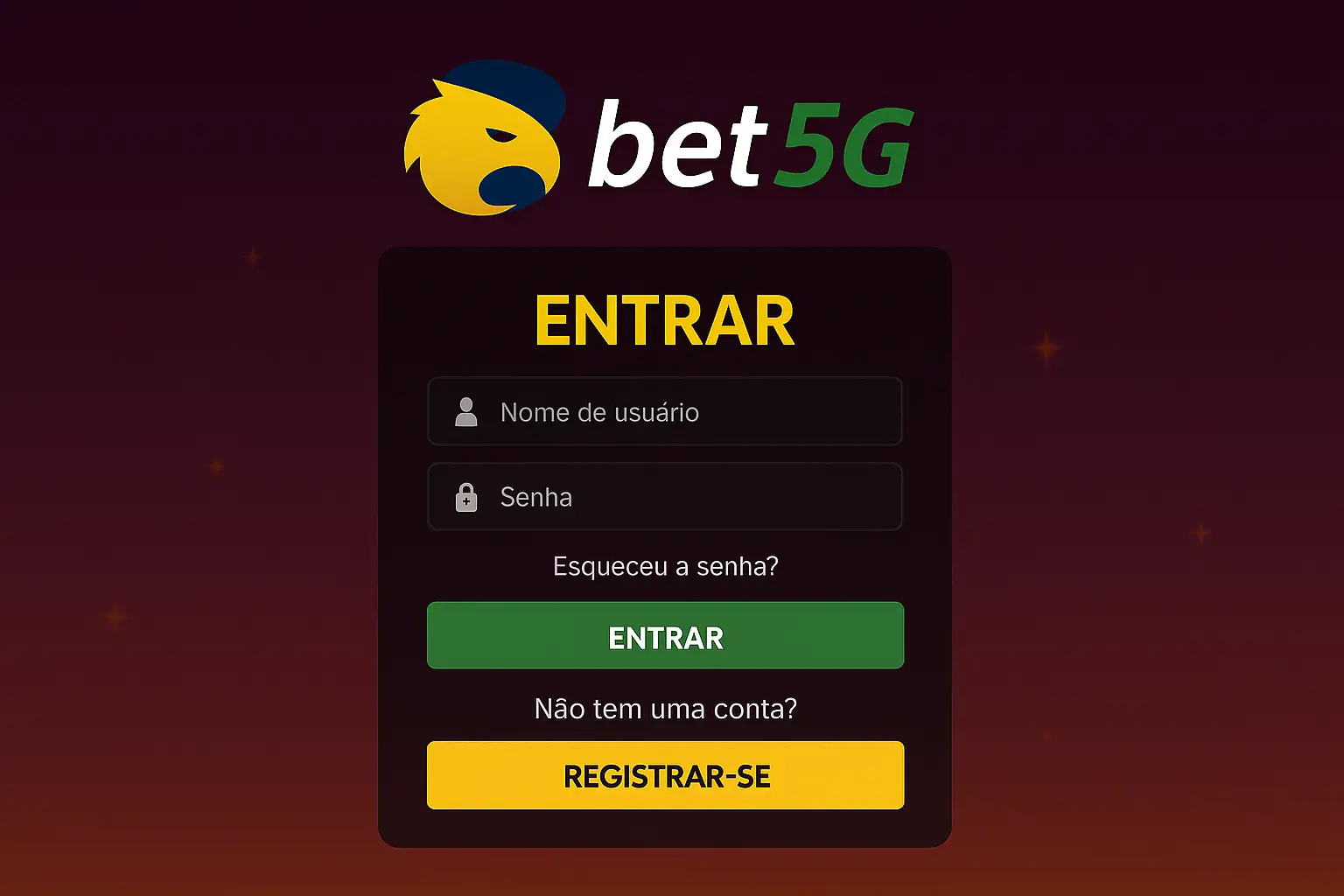 Criar uma nova Conta no plataforma BET5G